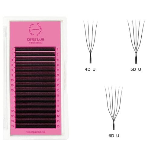 Extensii gene premade Expert Lash – evantaie 4D, 5D, 6D, 0.07 mm, mix 7–13 mm